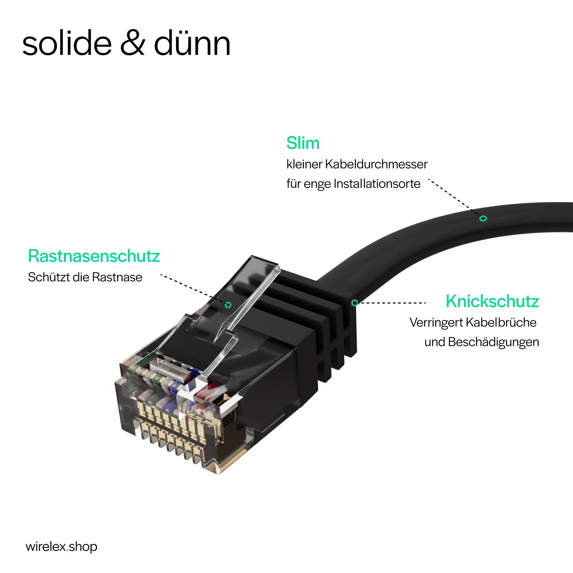 Patchkabel-Flachkabel U/UTP cat. 6 slim sw 10m-3
