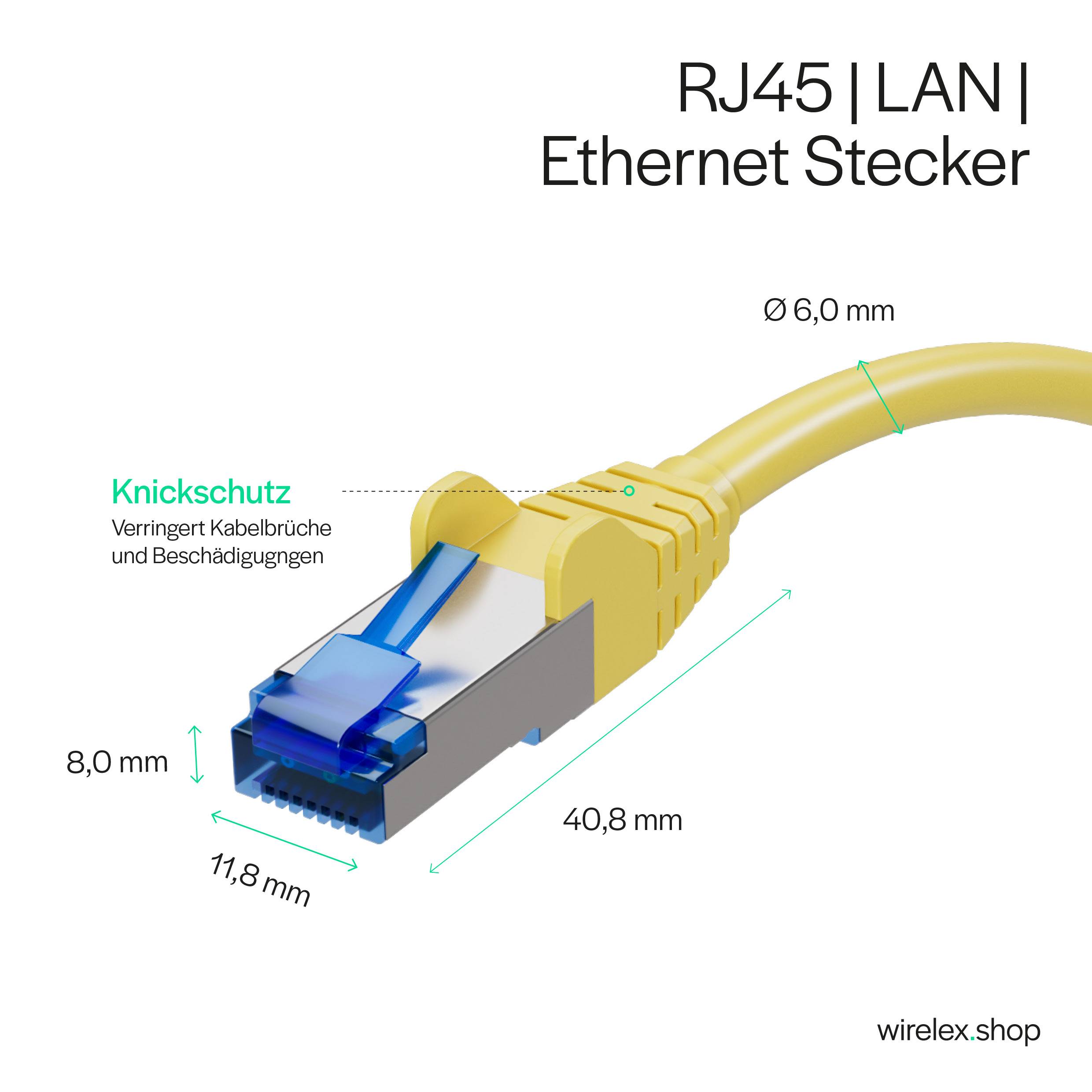 Netzwerkkabel, RJ45 LAN Kabel, Ethernet Cat 6A, S/FTP, PIMF, vergoldete Kontakte Gelb 5,00m-4