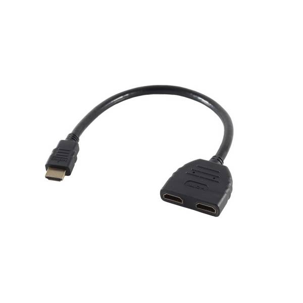 HDMI Y-Adapter Splitter Verteiler HDMI-Stecker auf 2x HDMI-Kupplung Signalverteiler vergoldet 8,16 GBit/s Schwarz