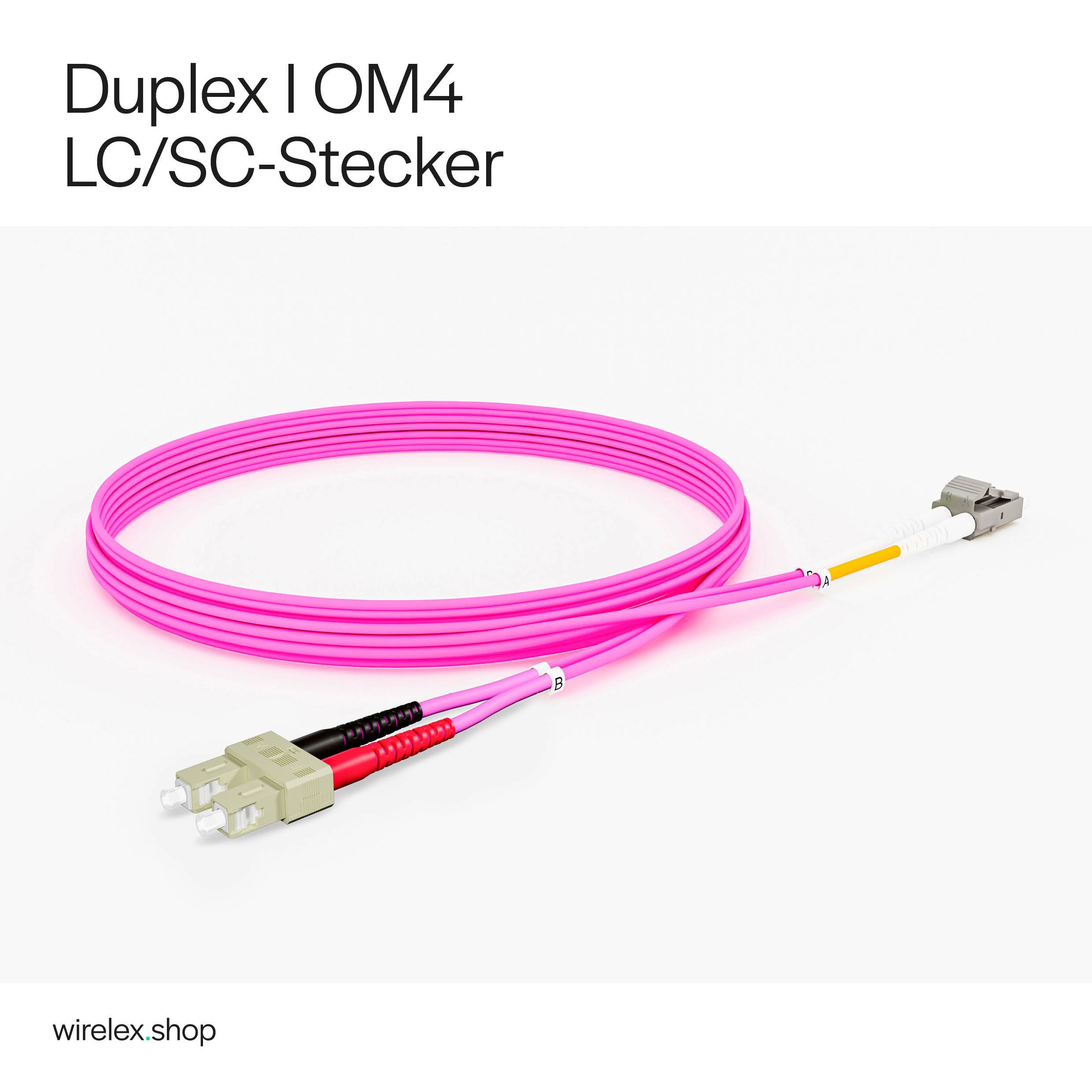 LWL Glasfaser Duplex Patchkabel LC/SC 50/125µ OM4 2,00m Multimode Fiber Optic Kabel Grau-1