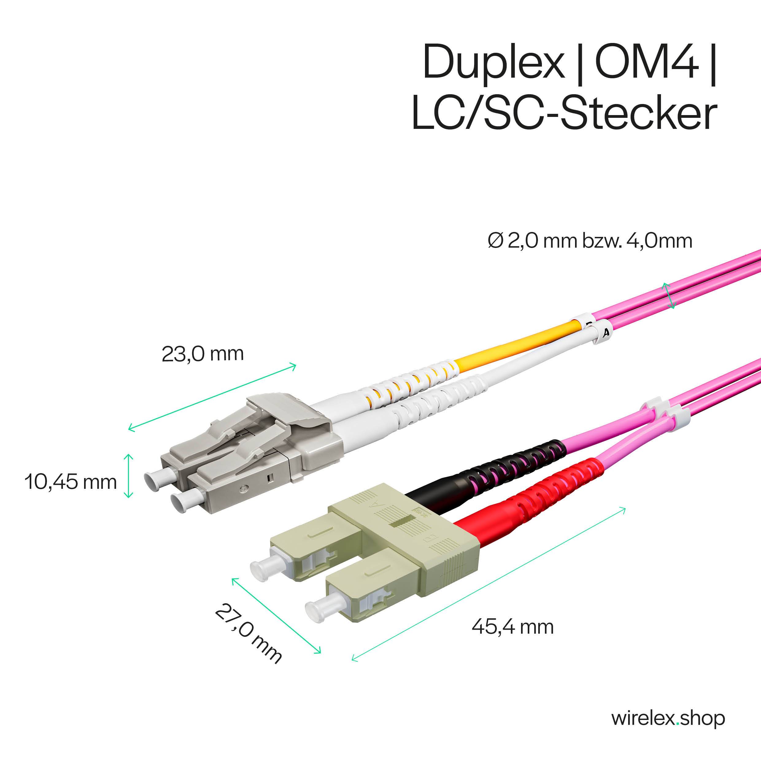 LWL Glasfaser Duplex Patchkabel LC/SC 50/125µ OM4 2,00m Multimode Fiber Optic Kabel Grau-2
