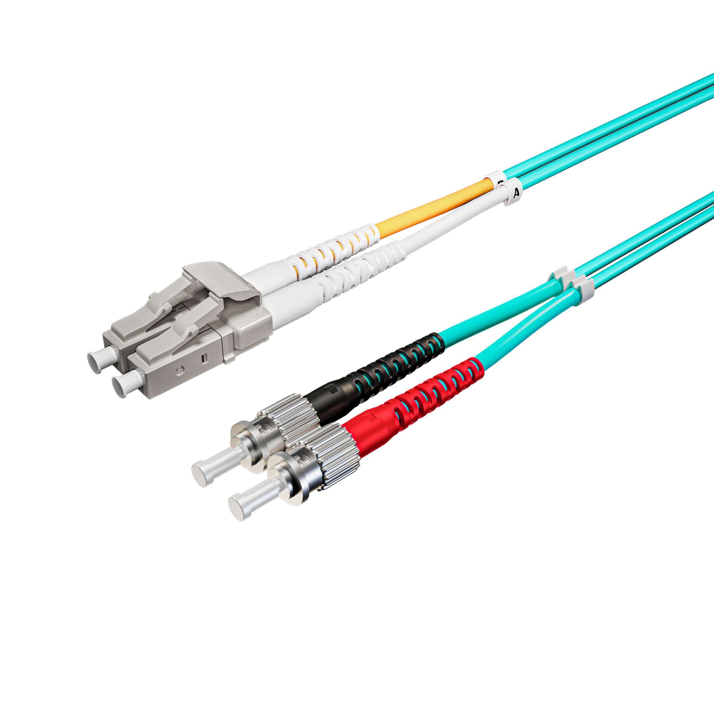LWL Glasfaser Duplex Patchkabel LC/ST 50/125µ OM3 2,00m Fiber Optic Kabel Multimode-0