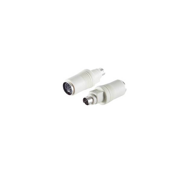 KABELBUDE.EU PS/2-Adapter 6-pol Mini-DIN-Stecker auf 5-pol DIN-Buchse vernickelt Grau