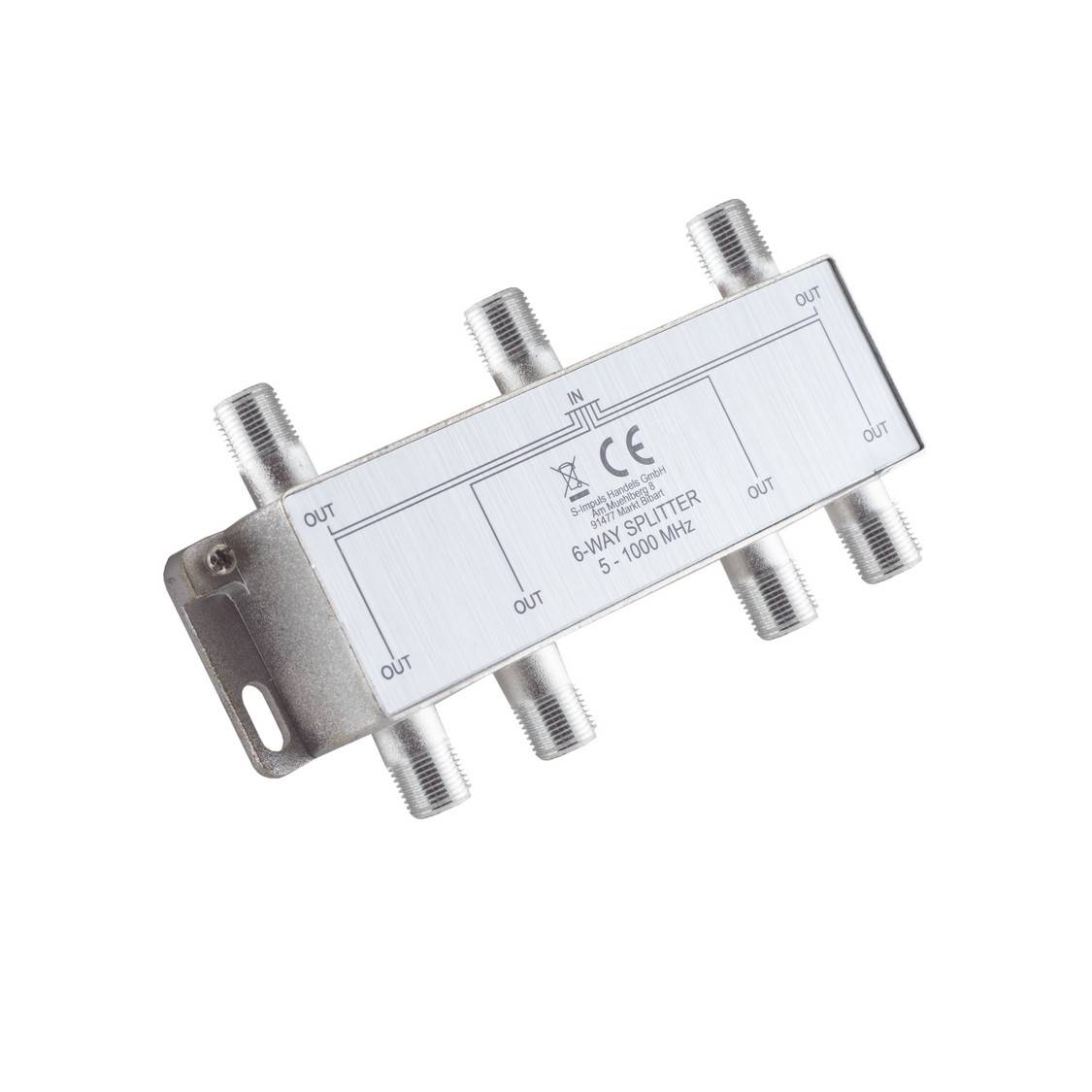 KABELBUDE.EU F-Stammverteiler 6-fach F-Buchse auf 6x F-Buchse 5-1000 MHz 85 dB Silber-0
