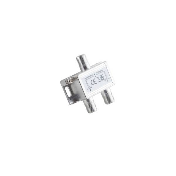 KABELBUDE.EU 2-Wege Stammverteiler F-Buchse auf 2x F-Buchse 5-2400 MHz DC 85dB Silber