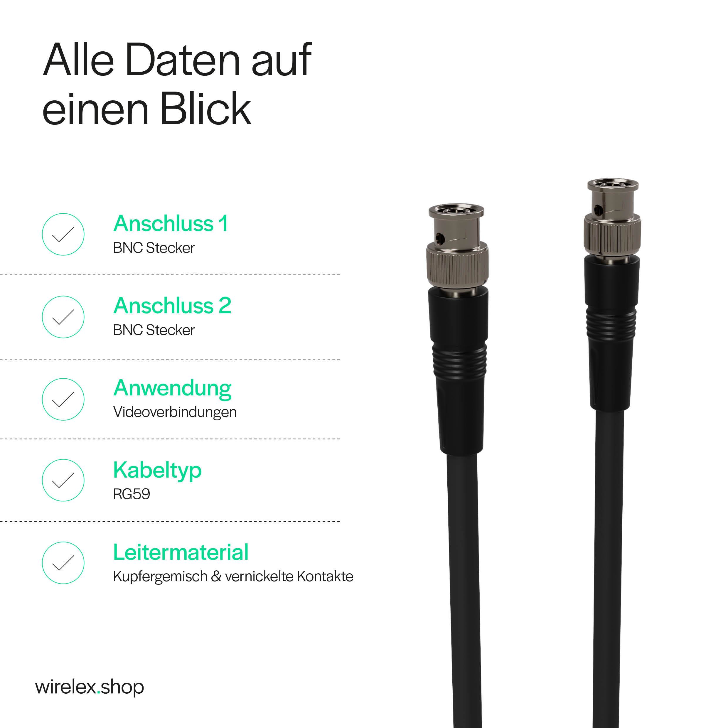 Video-Stecker BNC auf Video-Stecker BNC, 2m-2