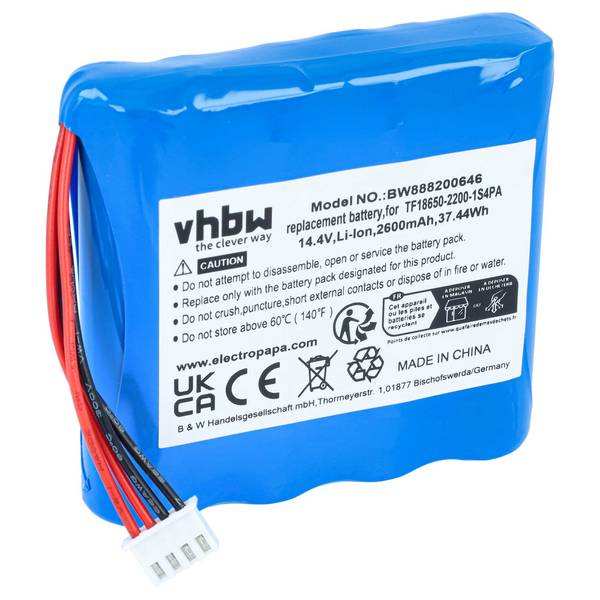 vhbw Akku Ersatz für Marshall TF18650-2200-1S4P | für Lautsprecher Boxen Speaker (2600 mAh, 14,4 V, Li-Ion)
