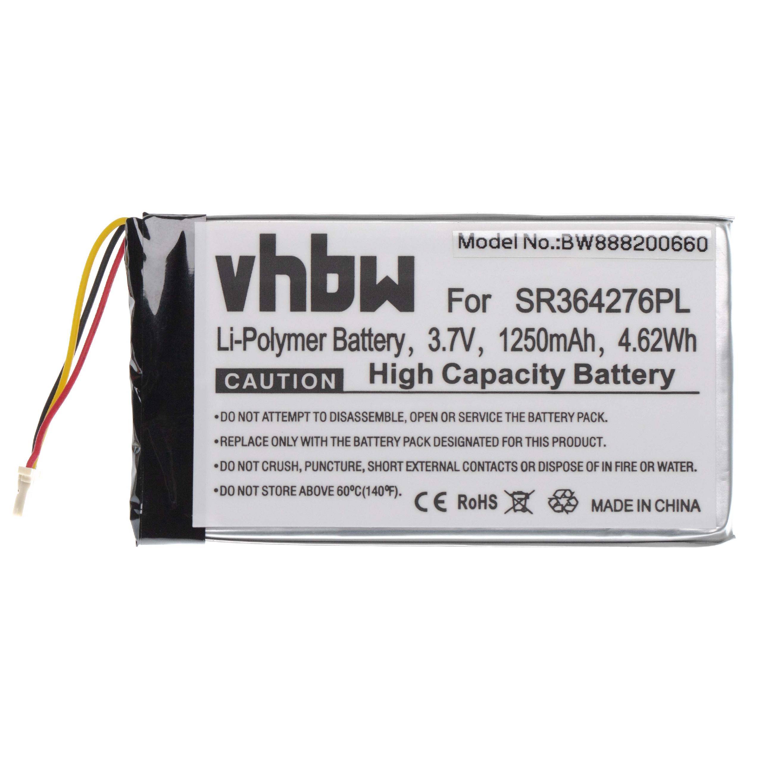 vhbw Akku kompatibel mit Becker Transit.5 LMU | Ready.5 LMU, Professional.5 LMU GPS Navigation Navi (1250 mAh, 3,7 V-0