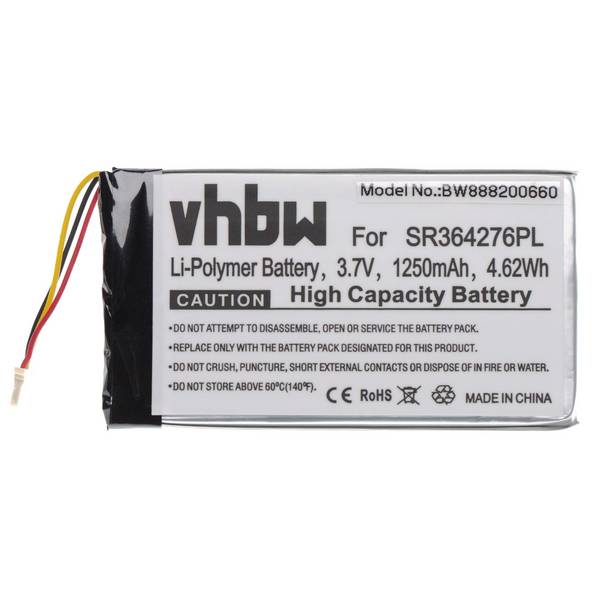 vhbw Akku kompatibel mit Becker Transit.5 LMU | Ready.5 LMU, Professional.5 LMU GPS Navigation Navi (1250 mAh, 3,7 V