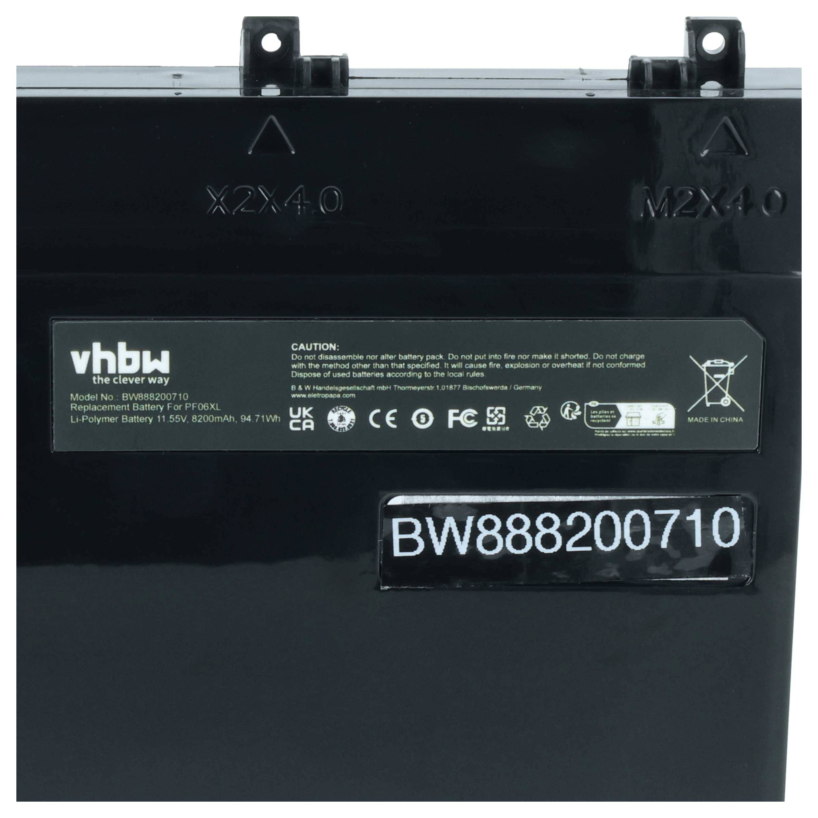 vhbw Akku Ersatz für HP PF06XL | HSTNN-DB7M, 852801-2C1, 853294-855, 853294-850 für Notebook (8200 mAh, 11,55 V, Li-Ion)-3