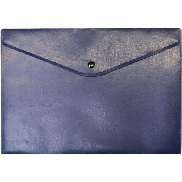 Dokumententasche A4 PP Druckknopf blau opak-0
