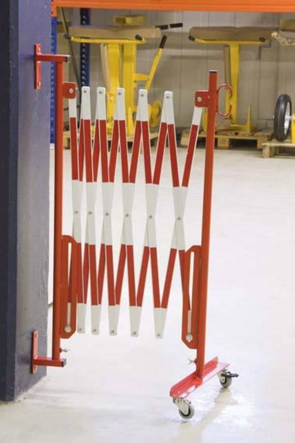 Scherengitter H 1050mm, L bis 4000mm rot/weiß mit Rollenfüße - Artikel: 7830704372