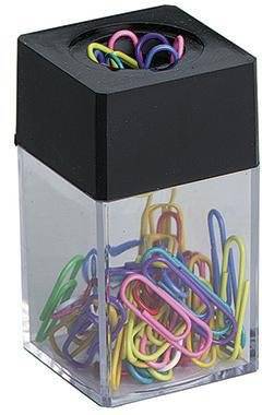 Symbolbild für Magnetdose 4,2x7x4,2cm tr/sw +30Briefklammern