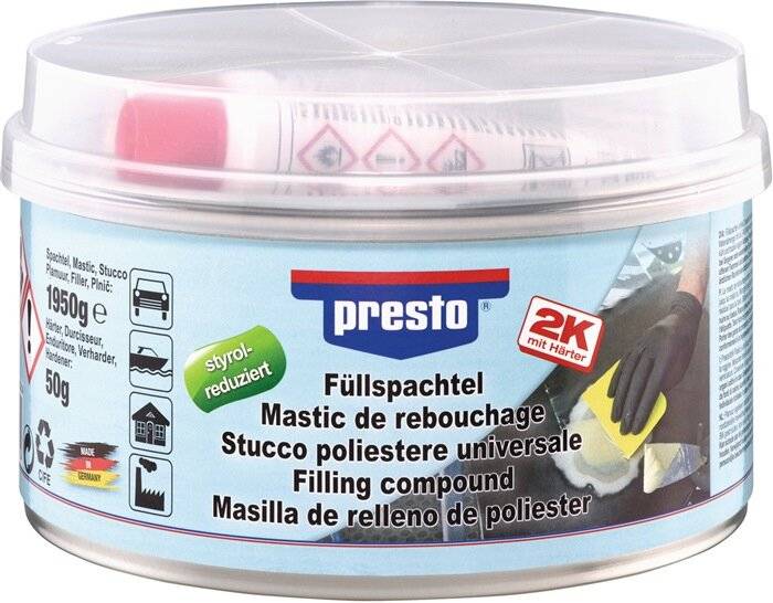 2K-Füllspachtel ocker,Härter rot 2000g Dose PRESTO-0