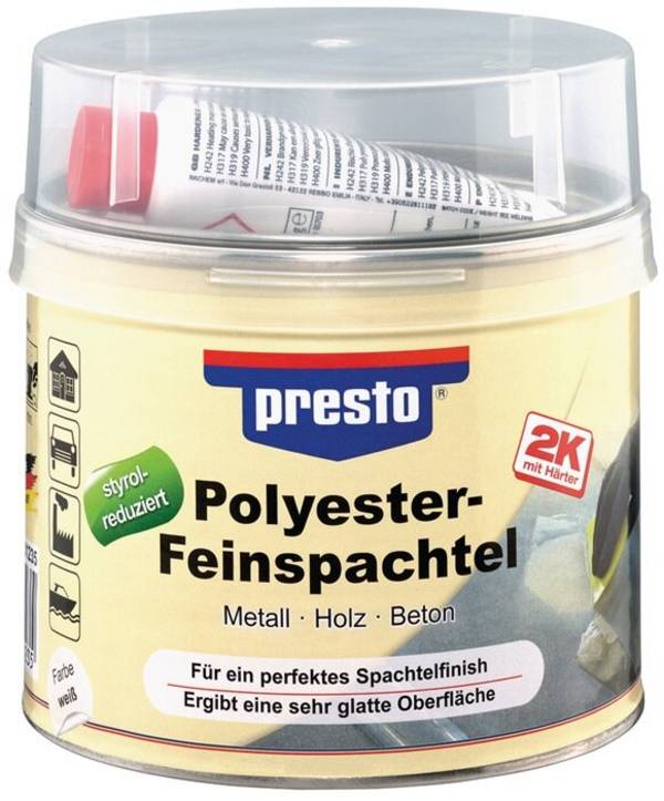 2K-Feinspachtel weiß,Härter rot 1000g Dose PRESTO