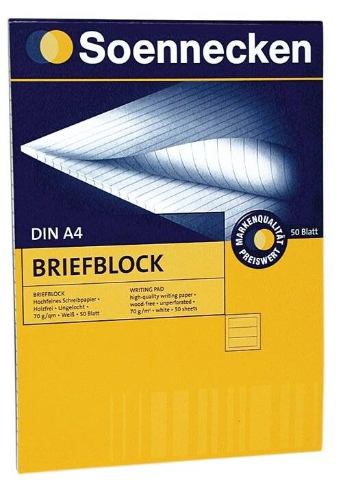Soennecken Briefblock 2303 DIN A4 gelocht Lineatur27 liniert 50Blatt-2