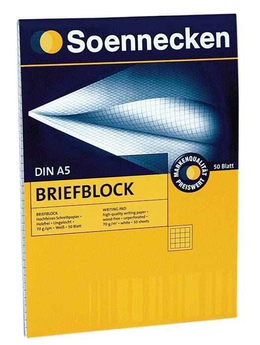 Soennecken Briefblock 2312 DIN A5 70g kariert 50Blatt weiß-2