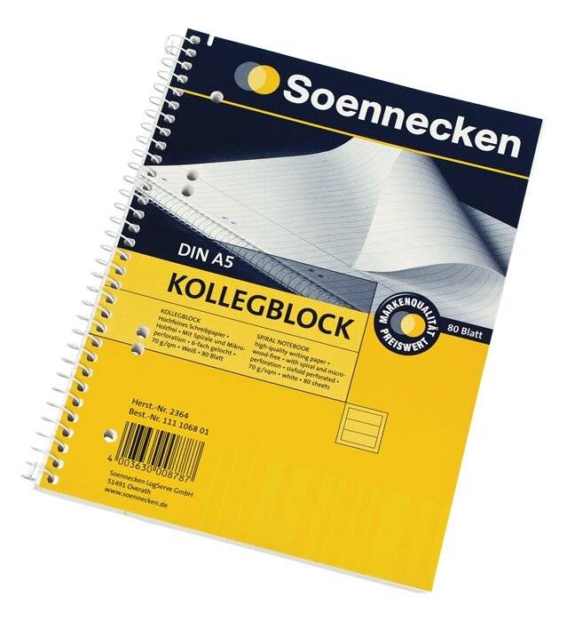 Collegeblock DIN A5 gelocht liniert 80Blatt weiß-2