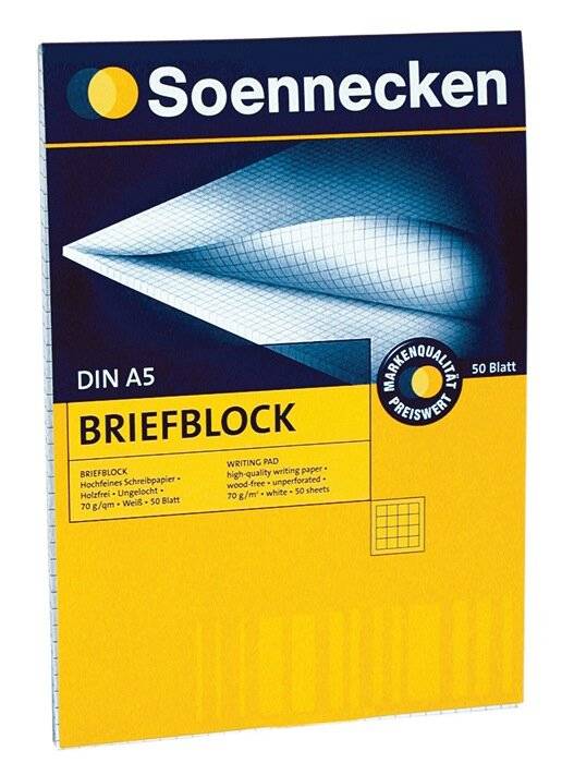 Soennecken Briefblock 2313 DIN A5 70g rautiert 50Blatt weiß-3
