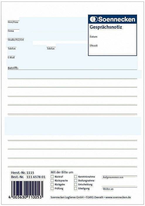 Soennecken Gesprächsnotiz 1115 DIN A5 50Blatt weiß-2