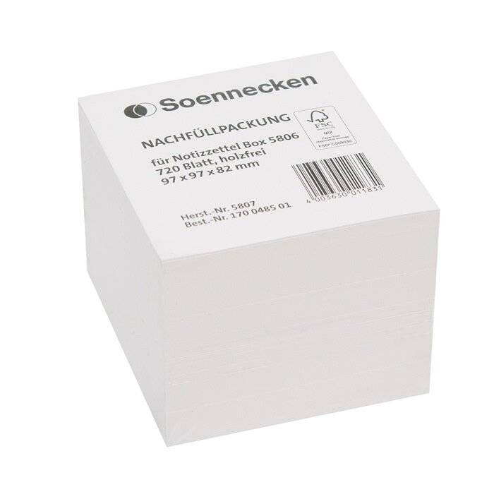 Soennecken Zettelboxeinlage 5807 97x97x82mm weiß 720 Bl./Pack.-2