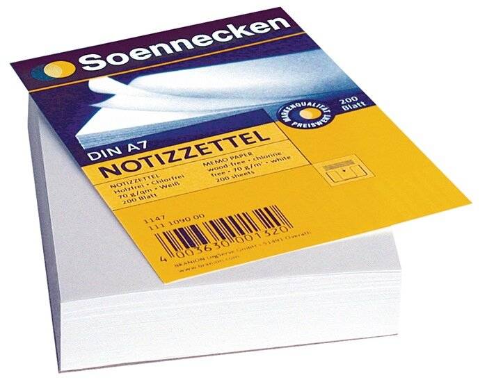 Zettelboxeinlage DIN A6 blanko 200 Bl./Pack. - Artikel: 111108800-2