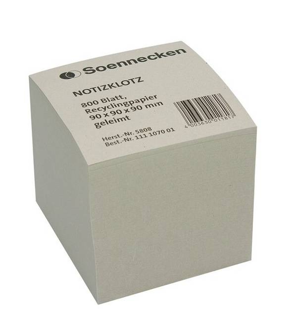 Soennecken Zettelklotz 5808 9x9x9cm Recycling 800Blatt