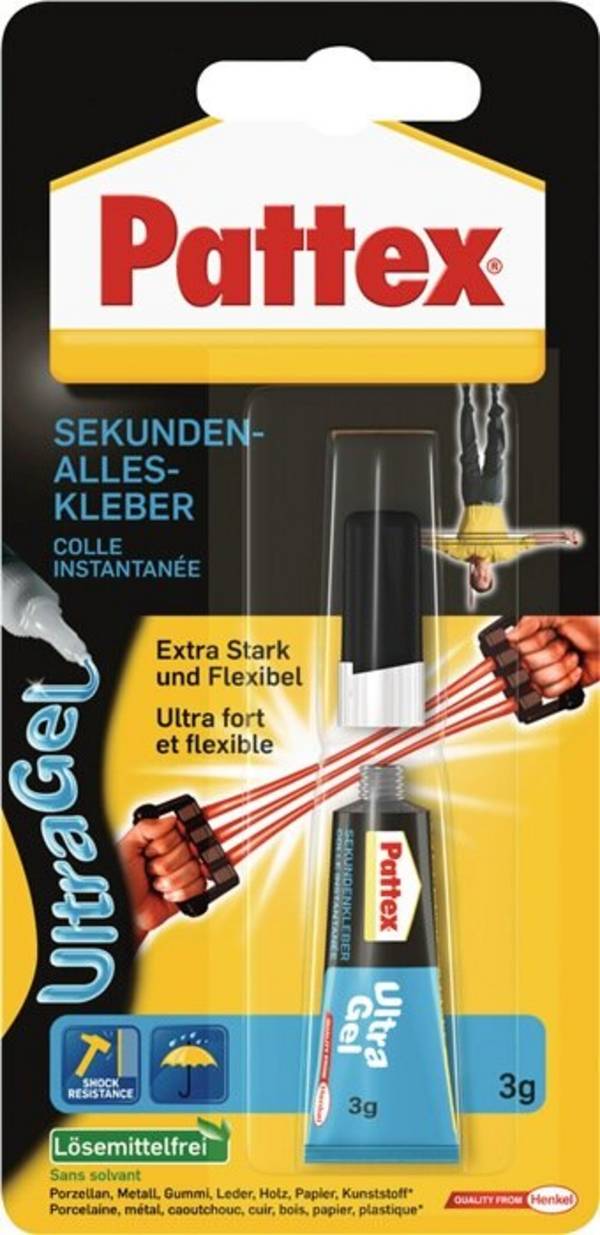 Pattex Sekundenkleber Ultra Gel, extra starker & flexibler Superkleber, stoß- &