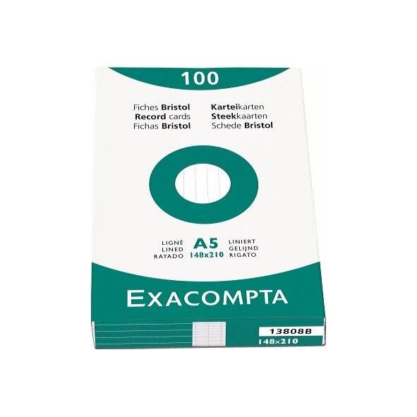 Exacompta Karteikarte 3808B DIN A8 liniert Karton weiß 100 St./Pack.-4