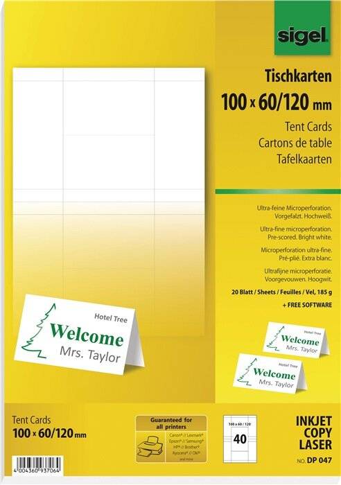 Sigel DP047 - High White - 60 x 100 mm - 185 g/m² - 40 Stck. (20 Bogen x 2)-8