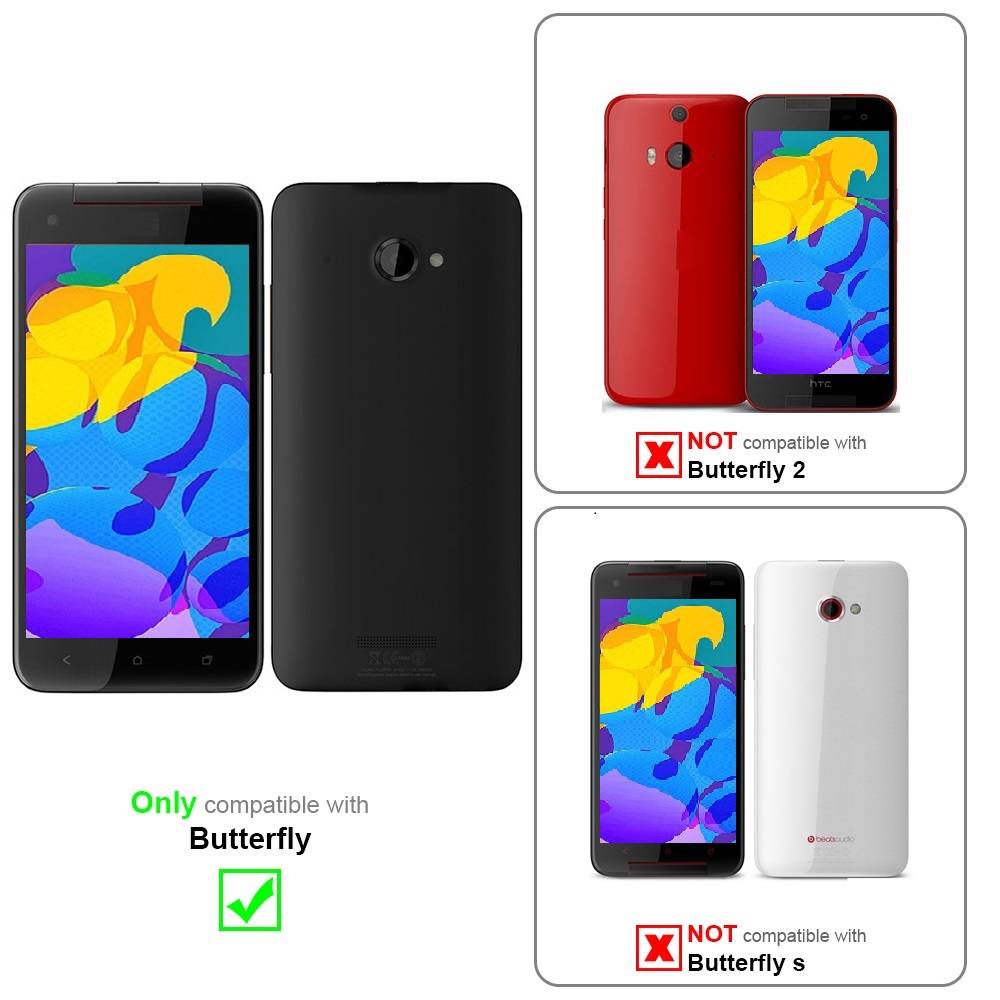 Cadorabo Handytasche mit Gürtelclip kompatibel mit HTC BUTTERFLY Hülle in Schwarz - Schutzhülle mit Karabinerhaken Case-1