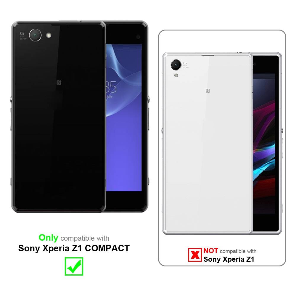 Cadorabo Handytasche mit Gürtelclip kompatibel mit Sony Xperia Z1 COMPACT Hülle in Schwarz - Schutzhülle mit-1