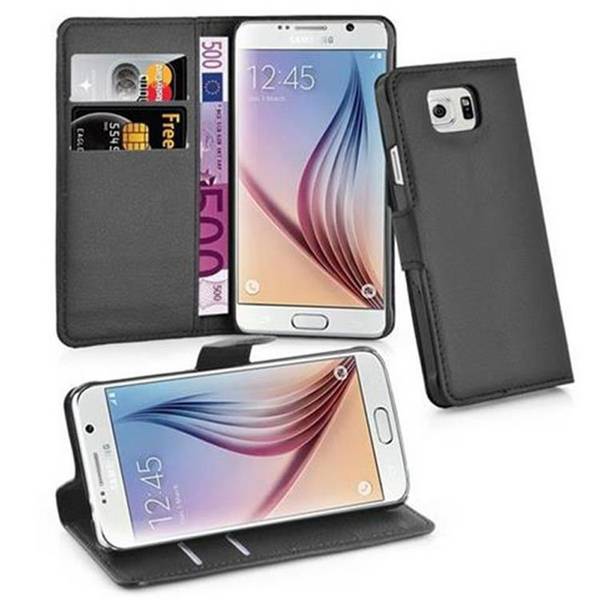 Cadorabo Hülle für Samsung Galaxy S6 Schutz Hülle in Schwarz Handyhülle Etui Case Cover Magnetverschluss