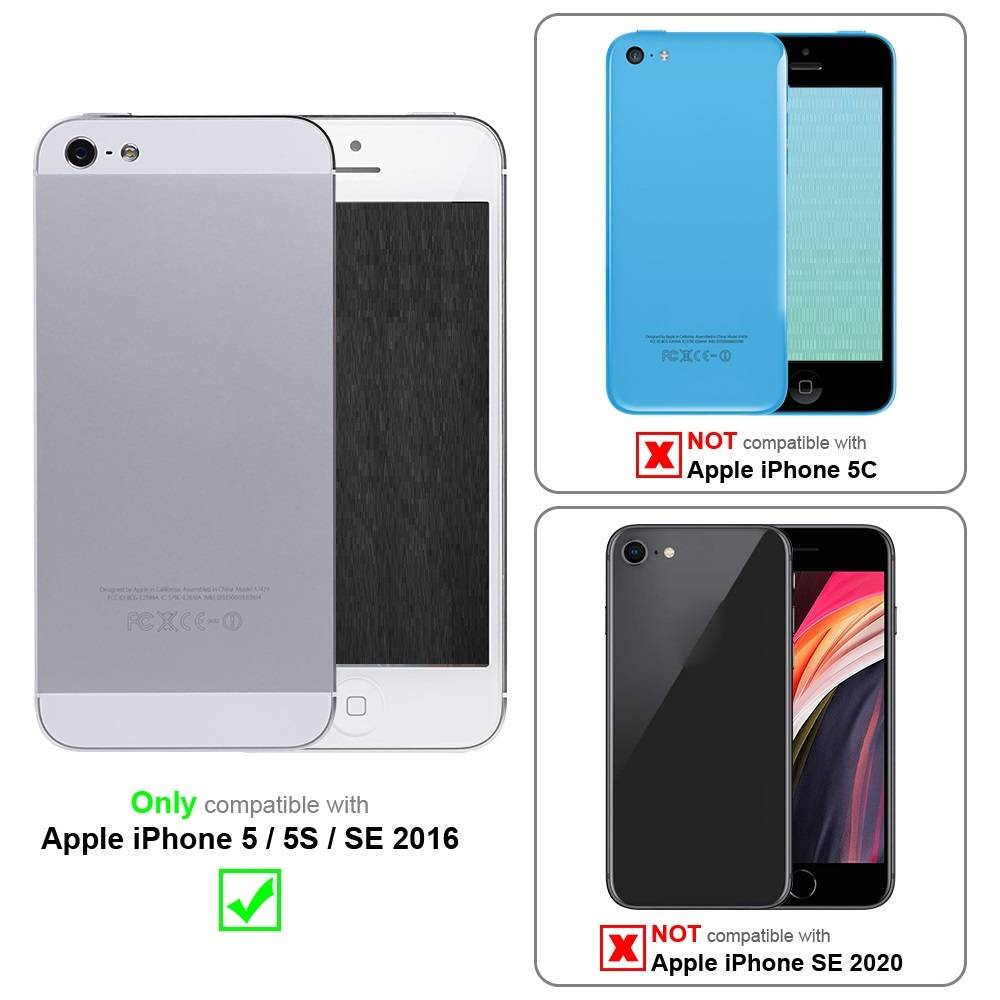 Cadorabo Hülle für Apple iPhone 5 / 5S / SE 2016 Schutz Hülle in Braun Flip Etui Handyhülle Case Cover-1