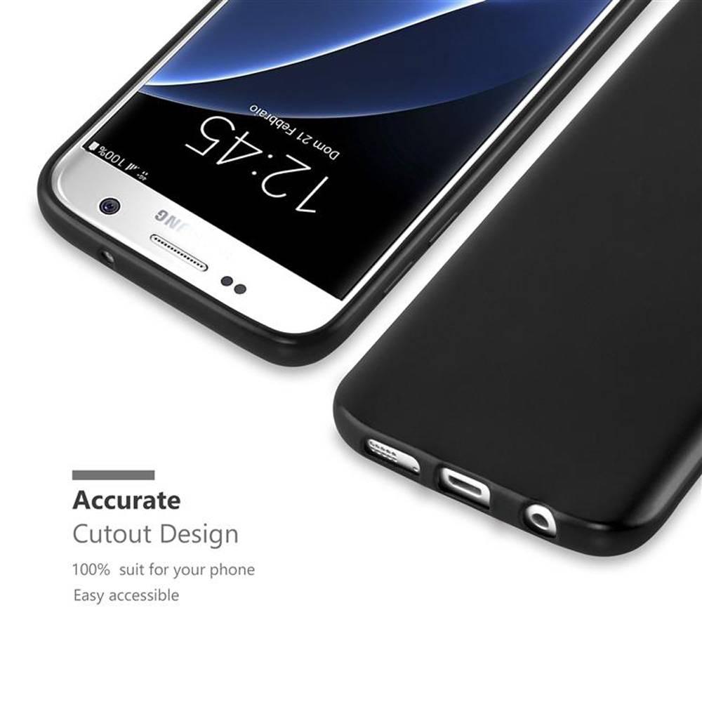 Cadorabo Schutzhülle für Samsung Galaxy S7 Hülle in Schwarz Handyhülle TPU Silikon Etui Cover Case-1