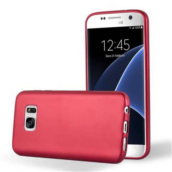 Cadorabo Schutzhülle für Samsung Galaxy S7 Hülle in Rot Handyhülle TPU Silikon Etui Cover Case