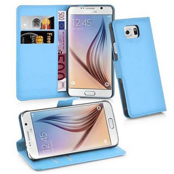 Cadorabo Hülle für Samsung Galaxy S6 Schutz Hülle in Blau Handyhülle Etui Case Cover Magnetverschluss