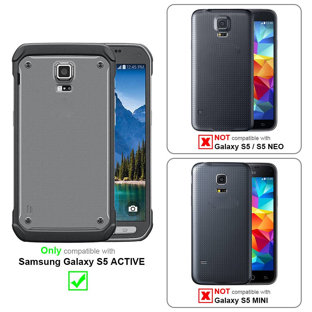 Cadorabo Handytasche mit Gürtelclip kompatibel mit Samsung Galaxy S5 ACTIVE Hülle in Schwarz - Schutzhülle mit-1