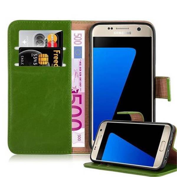 Cadorabo Hülle für Samsung Galaxy S7 Schutzhülle in Grün Handyhülle Book Tasche Case Etui Luxury