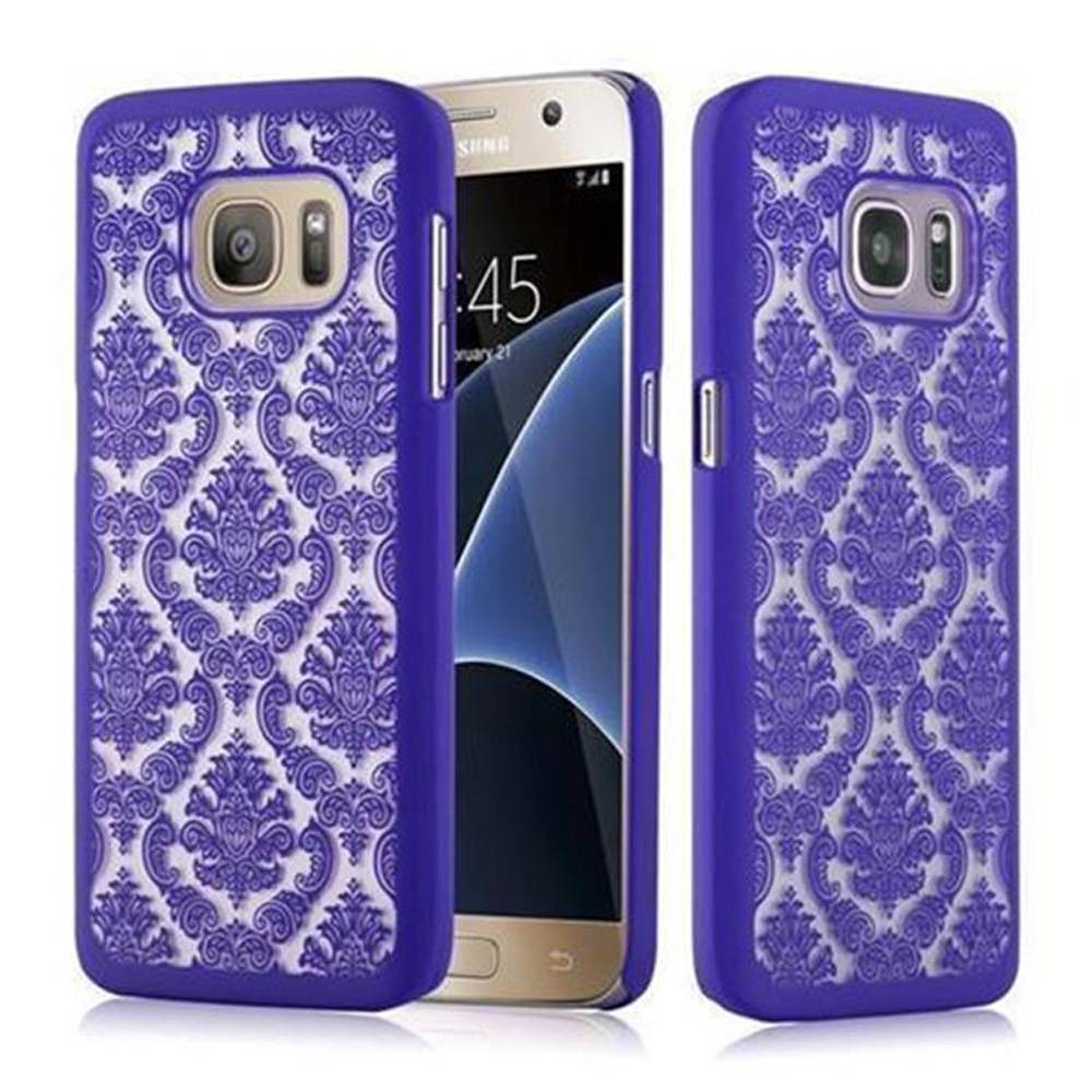 Cadorabo Hülle für Samsung Galaxy S7 Schutz Hülle in Lila Hard Case Schutzhülle Blumen Etui Handyhülle-0