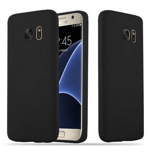 Cadorabo Hülle für Samsung Galaxy S7 Schutzhülle in Schwarz Handyhülle TPU Silikon Etui Case Cover