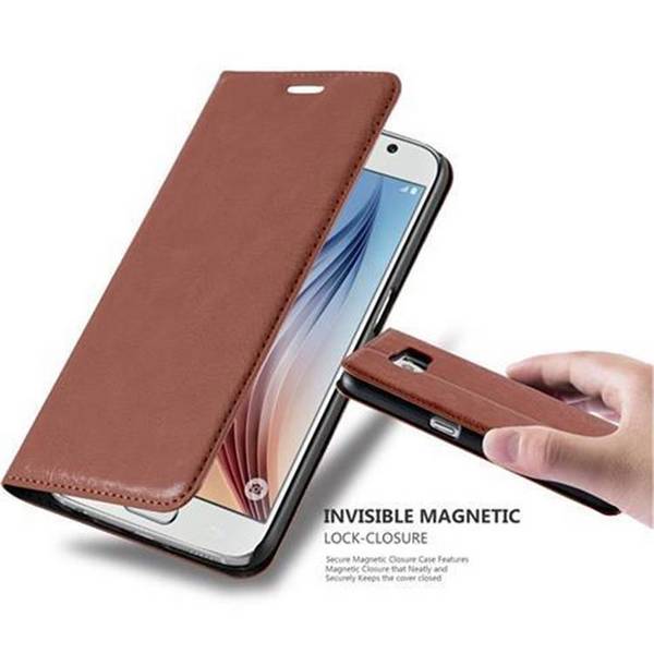 Cadorabo Hülle für Samsung Galaxy S6 Schutz Hülle in Braun Handyhülle Etui Case Cover Magnetverschluss
