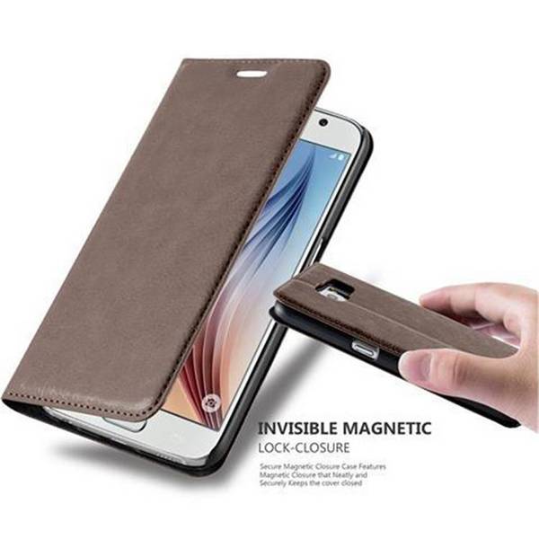 Cadorabo Hülle für Samsung Galaxy S6 Schutz Hülle in Braun Handyhülle Etui Case Cover Magnetverschluss