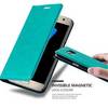 Cadorabo Hülle für Samsung Galaxy S7 Schutz Hülle in Türkis Handyhülle Etui Case Cover Magnetverschluss