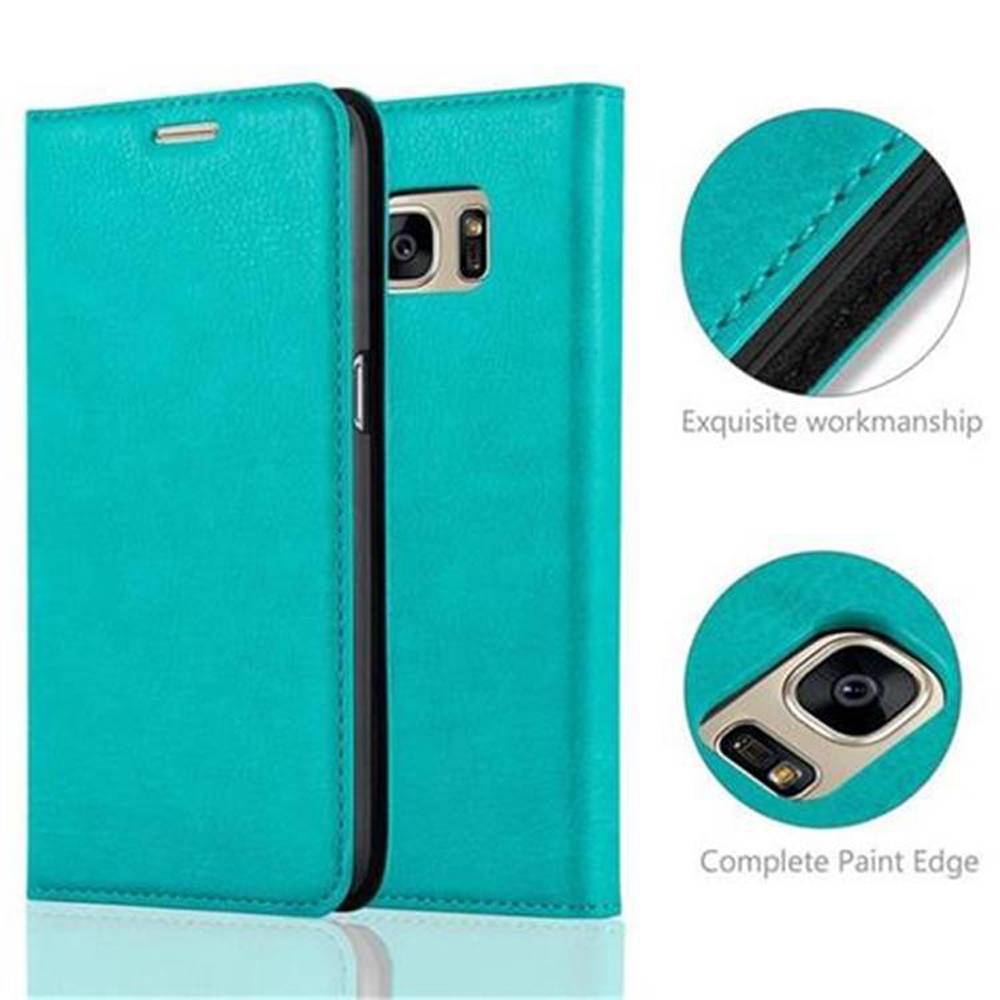 Cadorabo Hülle für Samsung Galaxy S7 Schutz Hülle in Türkis Handyhülle Etui Case Cover Magnetverschluss-1