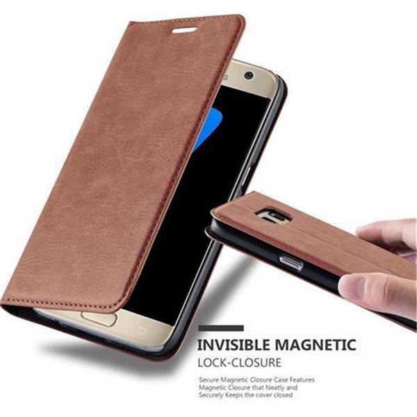Cadorabo Hülle für Samsung Galaxy S7 Schutz Hülle in Braun Handyhülle Etui Case Cover Magnetverschluss