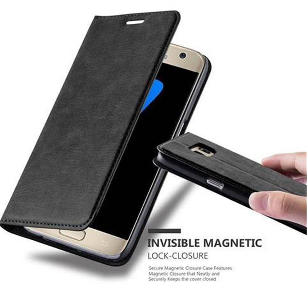 Cadorabo Hülle für Samsung Galaxy S7 Schutz Hülle in Schwarz Handyhülle Etui Case Cover Magnetverschluss-0