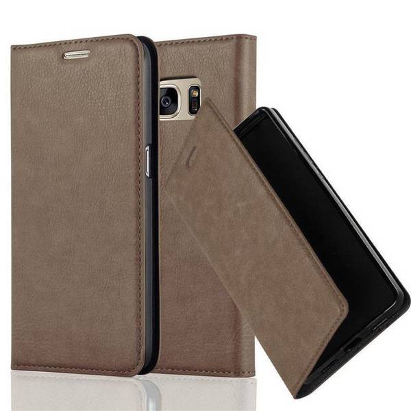 Cadorabo Hülle für Samsung Galaxy S7 Schutz Hülle in Braun Handyhülle Etui Case Cover Magnetverschluss