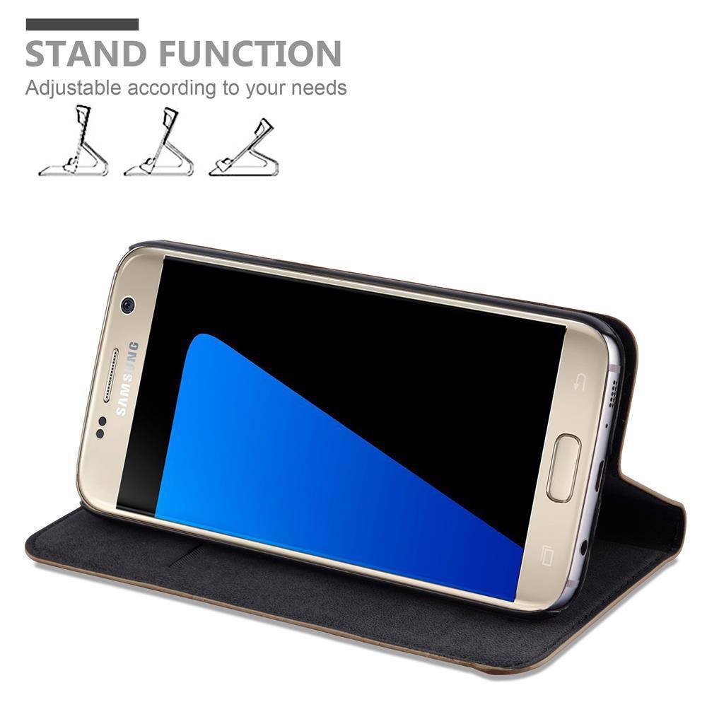 Cadorabo Hülle für Samsung Galaxy S7 Schutz Hülle in Braun Handyhülle Etui Case Cover Magnetverschluss-3