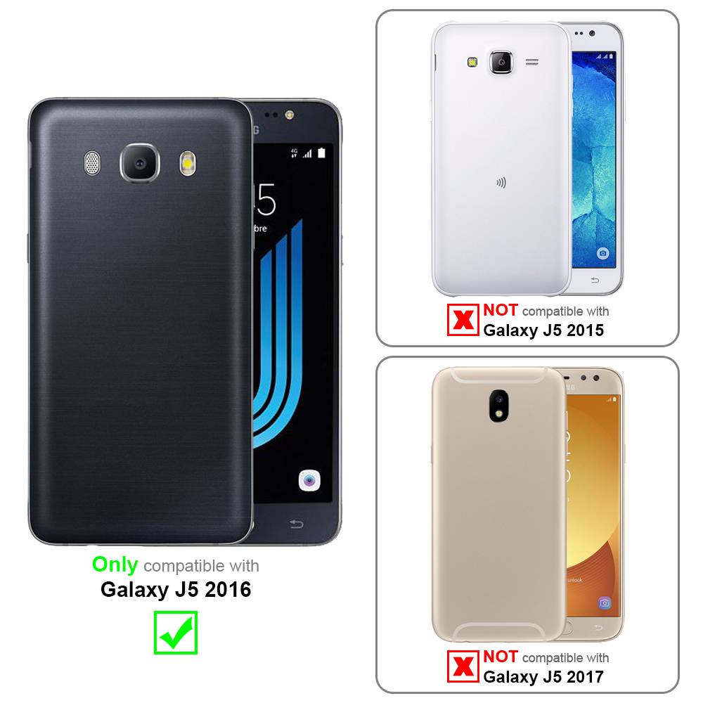 Cadorabo Handytasche mit Gürtelclip kompatibel mit Samsung Galaxy J5 2016 Hülle in Schwarz - Schutzhülle mit-1